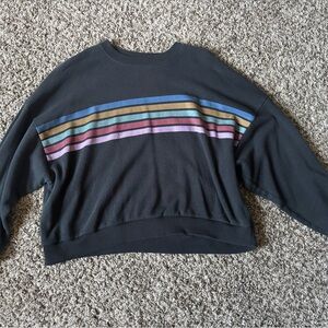 American Eagle Outfitters Black Sweater with Multicolor Stripes